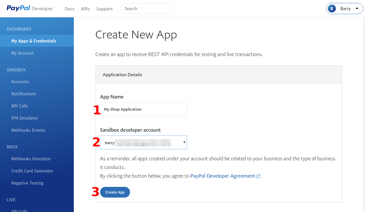 Download Monitor PayPal Gateway Create Your New Application