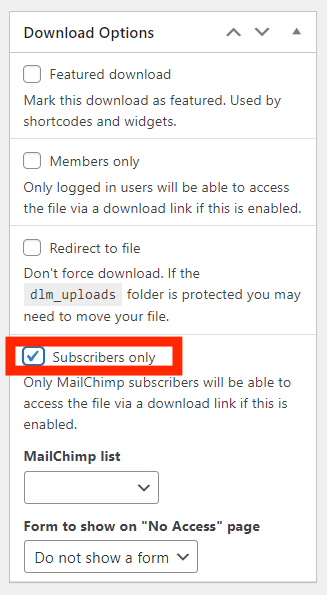 MailChimp subscribers are able to access the file